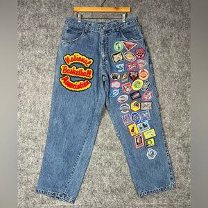 Vintage Jeff Hamilton NBA Patches Blue Denim Jeans Size 36x32